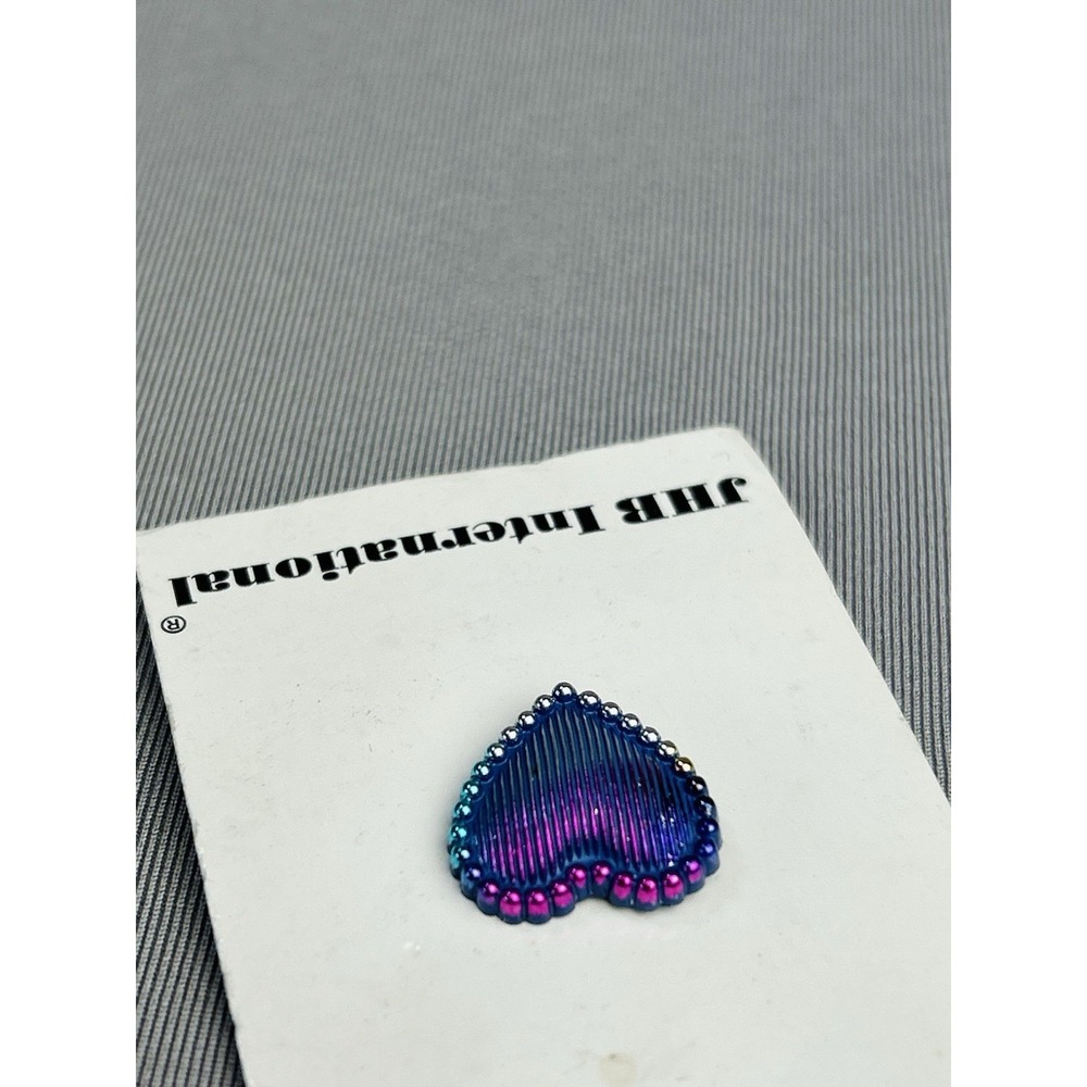 Rainbow Iridescent Hearts Plastic JHB Buttons NEW On Card Set Of 2 - Picture 7 of 11